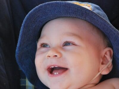 Baby smiling with teeth