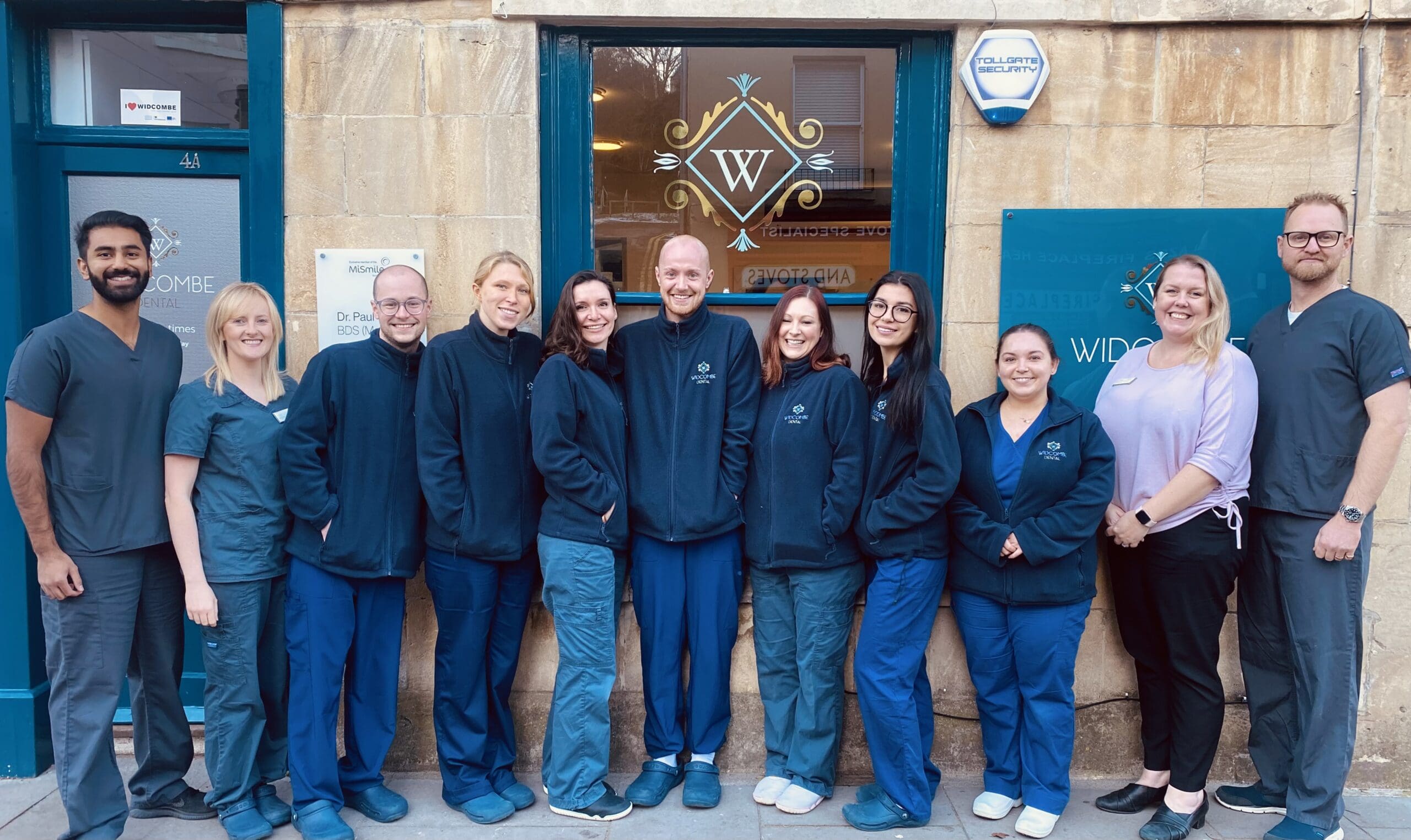 The team stood outside