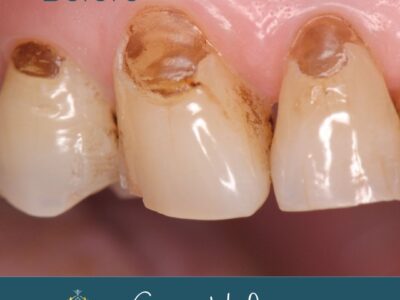 Tooth abrasion treatment before at Widcombe Dental Practice